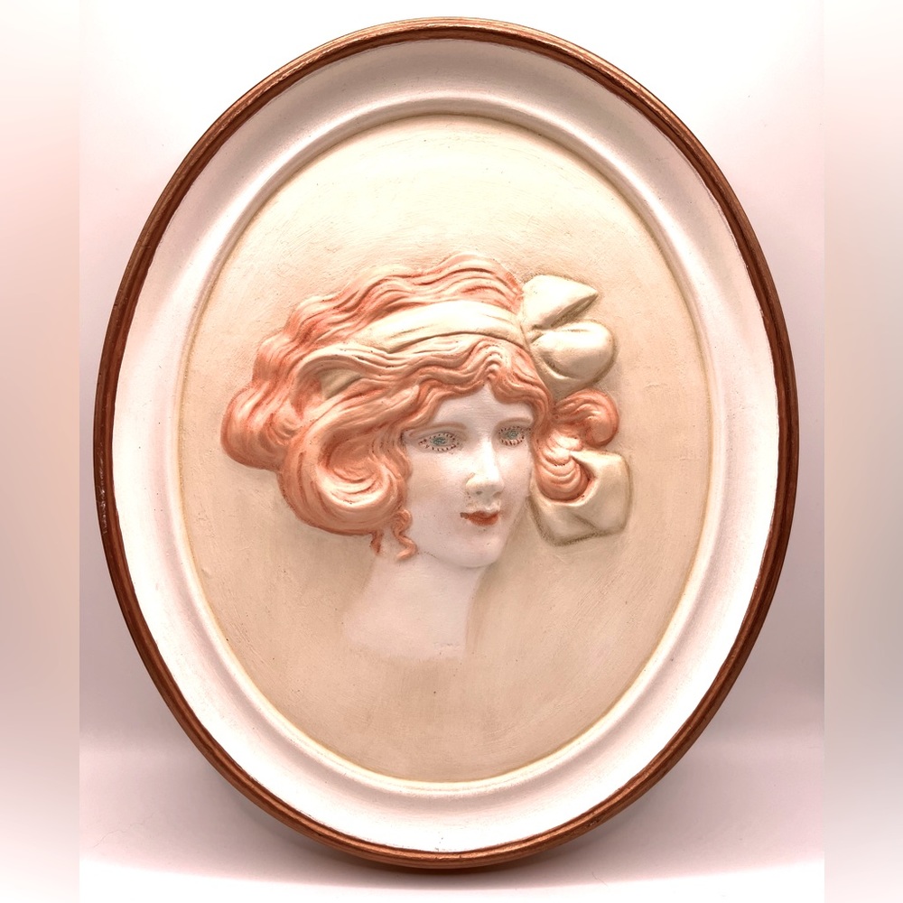 Vintage Duncan Ceramics Woman's Face Wall Art Decor by Erna Duncan 1975